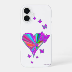Rainbow Heart und Butterfly iPhone 16 Hülle