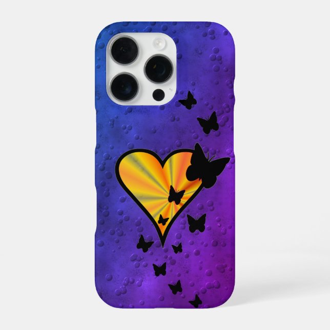 Rainbow Heart und Butterfly iPhone Hülle (Rückseite)