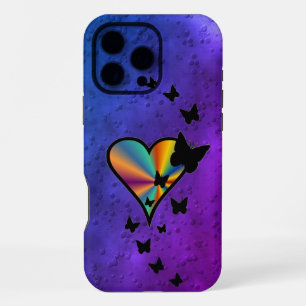 Rainbow Heart und Butterfly iPhone 16 Pro Max Hülle