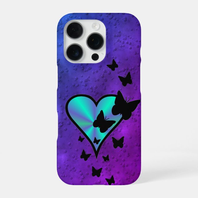 Rainbow Heart und Butterfly iPhone Hülle (Rückseite)