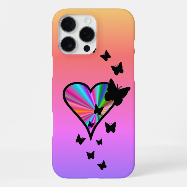 Rainbow Heart und Butterfly iPhone Hülle (Rückseite)