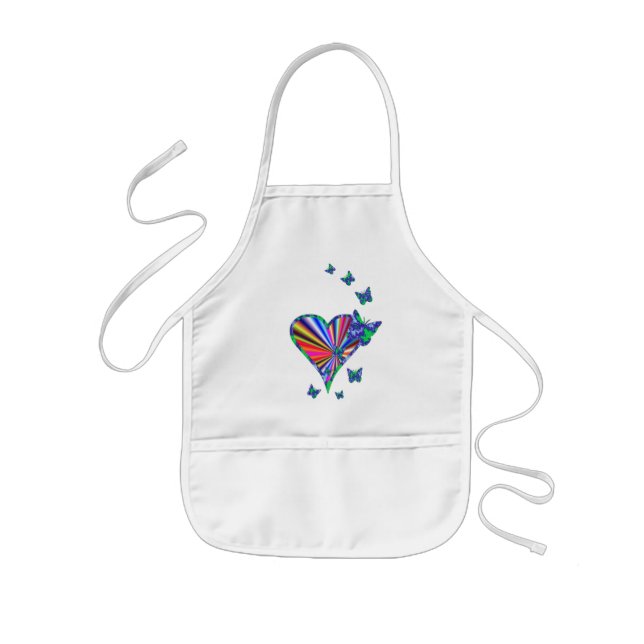 Rainbow Heart und Butterfly Kinderschürze (Vorne)
