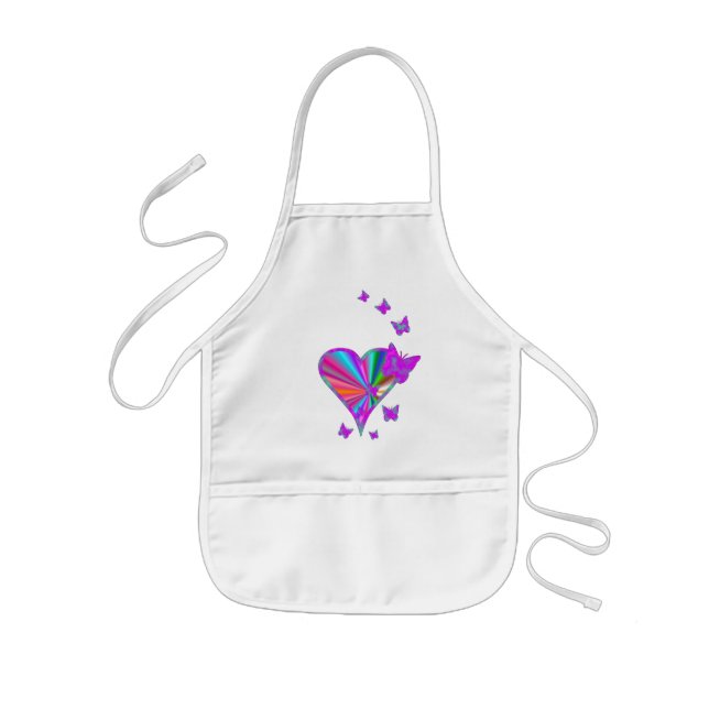 Rainbow Heart und Butterfly Kinderschürze (Vorne)