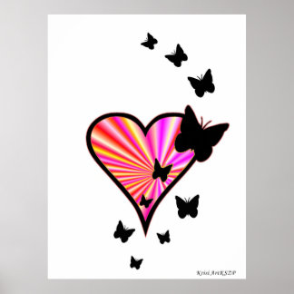 Rainbow Heart und Butterfly Poster