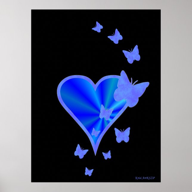 Rainbow Heart und Butterfly Poster (Vorne)