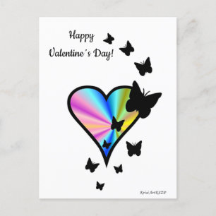 Rainbow Heart und Butterfly Postkarte