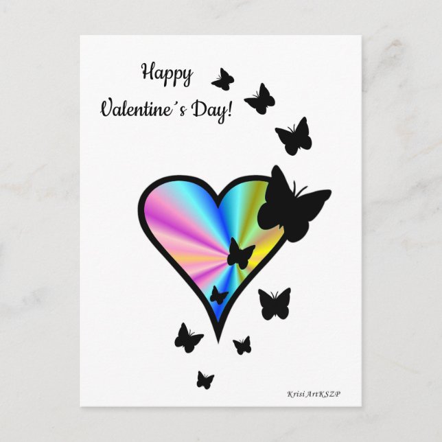 Rainbow Heart und Butterfly Postkarte (Vorderseite)