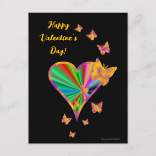 Rainbow Heart und Butterfly Postkarte