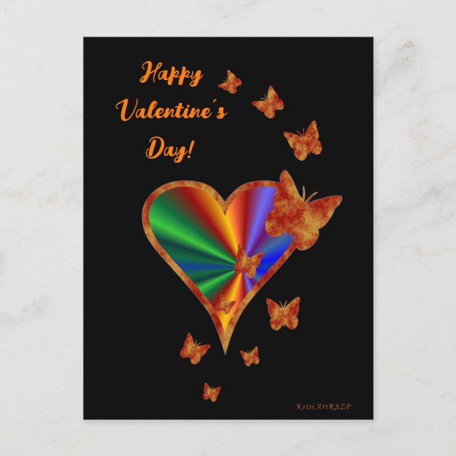 Rainbow Heart und Butterfly Postkarte (Vorderseite)