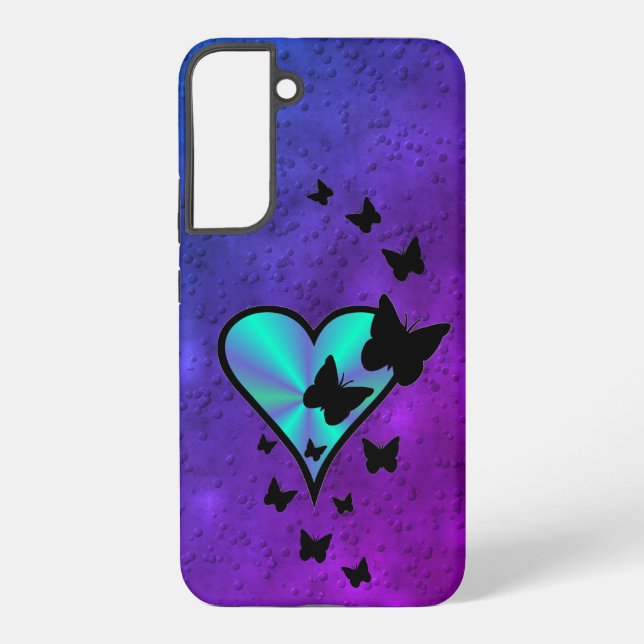 Rainbow Heart und Butterfly Samsung Galaxy Hülle (Rückseite)