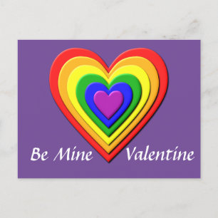 Rainbow Heart Valentine Postkarte