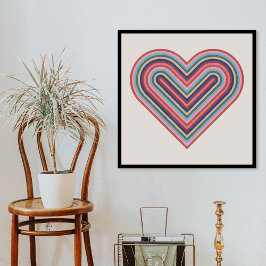 Rainbow Heart Valentine's Day Poster - Lachs Pink