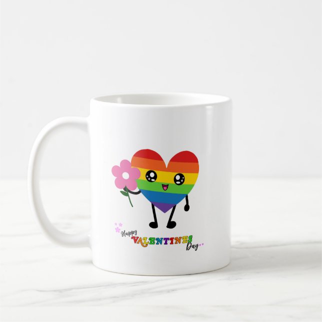 Rainbow Heart Valentinstag Kaffeetasse (Links)