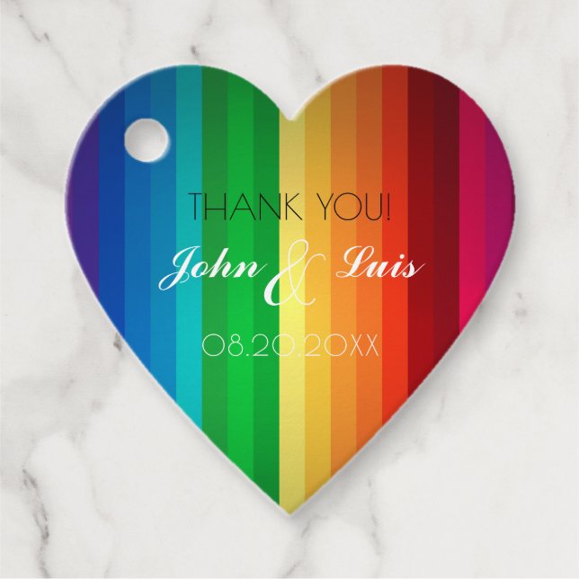 Rainbow Heart Vielen Dank Geschenkanhänger (Vorderseite)