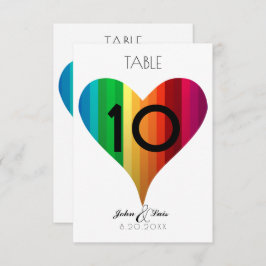 Rainbow Heart Wedding Tischnummer