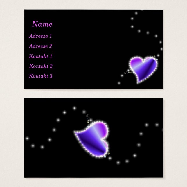 Rainbow Heart with Stars Business Cards (Vorne & Hinten)