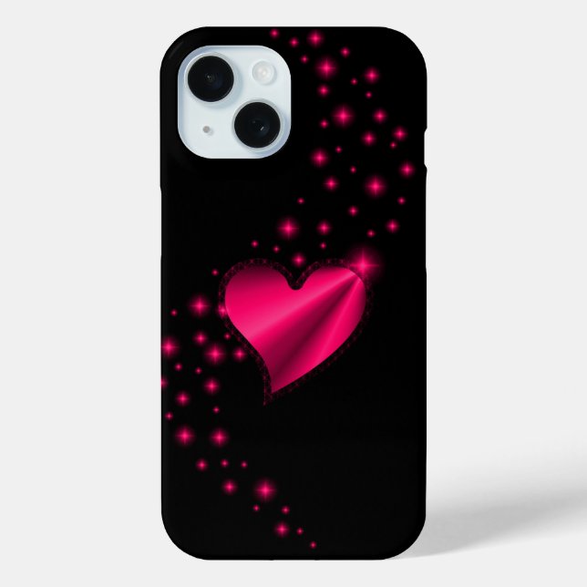 Rainbow Heart with Stars on black Case-Mate iPhone Hülle (Rückseite)