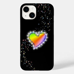 Rainbow Heart with Stars on black Case-Mate iPhone 14 Hülle