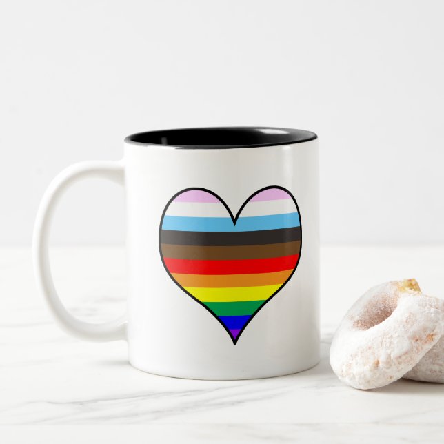 Rainbow Heart Zweifarbige Tasse (Mit Donut)