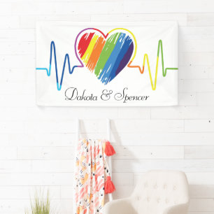 Rainbow Heartbeat   Abstraktes Schreibenherz Banner