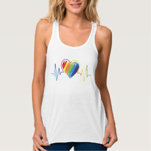 Rainbow Heartbeat   Abstraktes Schreibenherz Tank Top