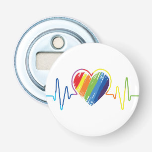 Rainbow Heartbeat Abstraktes Scribble Herz LGBQ Flaschenöffner