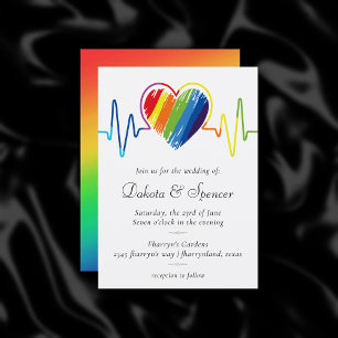 Rainbow Heartbeat   Scribble Heart Wedding Einladung