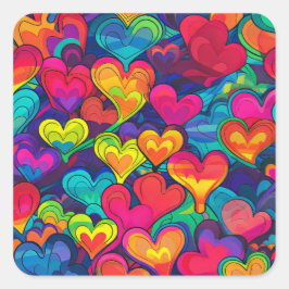 Rainbow Heartbeats | Geschenktasche Quadratischer Aufkleber