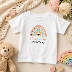 Rainbow & Hearts 1. Geburtstag Party Baby T-shirt