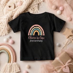 Rainbow & Hearts 1. Geburtstagsfeier Baby T-shirt