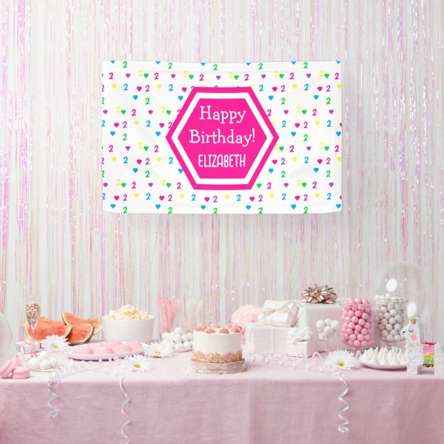 Rainbow Hearts 2. Geburtstag Banner (Party)