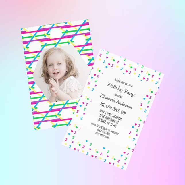 Rainbow Hearts 2. Geburtstag Einladung (Von Creator hochgeladen)