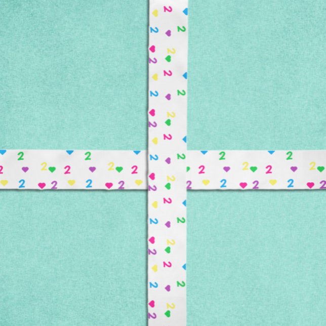 Rainbow Hearts 2. Geburtstag Satinband (Von Creator hochgeladen)