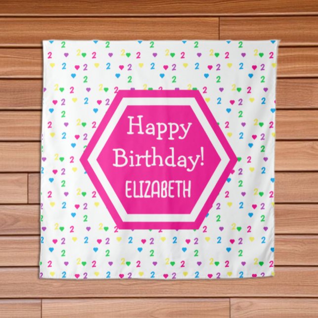 Rainbow Hearts 2. Geburtstag Wandteppich (Von Creator hochgeladen)