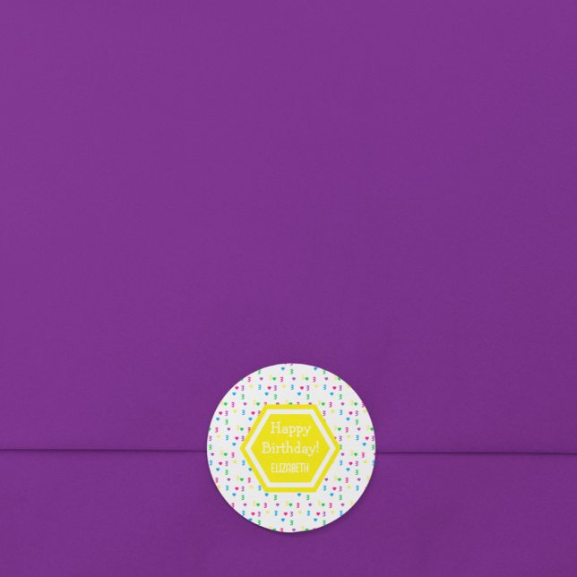 Rainbow Hearts 3. Geburtstag Runder Aufkleber (Von Creator hochgeladen)