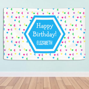 Rainbow Hearts 4. Geburtstag Banner
