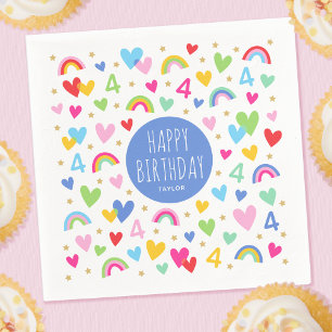 Rainbow Hearts 4. Geburtstag Party Individuelle Na Serviette