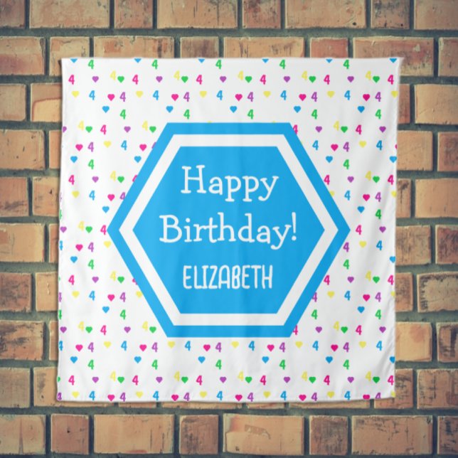 Rainbow Hearts 4. Geburtstag Wandteppich (Von Creator hochgeladen)