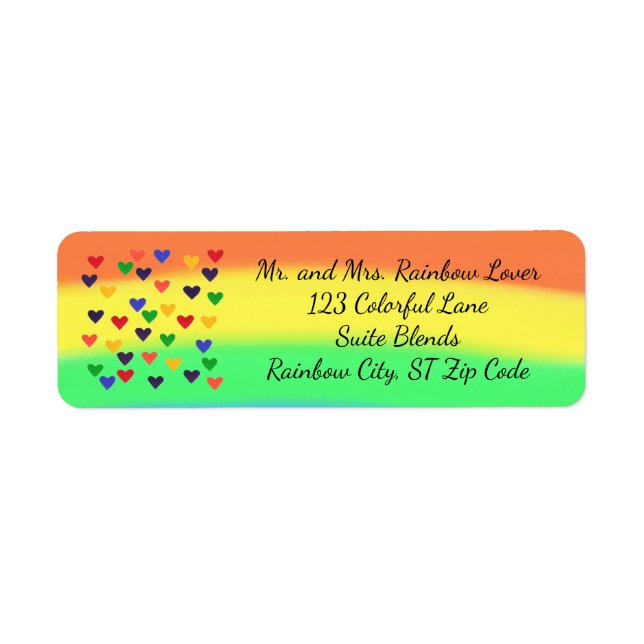 Rainbow Hearts and Blends Address Labels (Vorne)