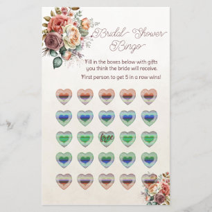Rainbow Hearts and Rose Brautparty Bingo Flyer