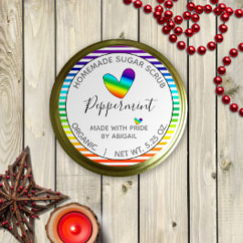 Rainbow Hearts and Stripes Sugar Scrub Runder Aufkleber