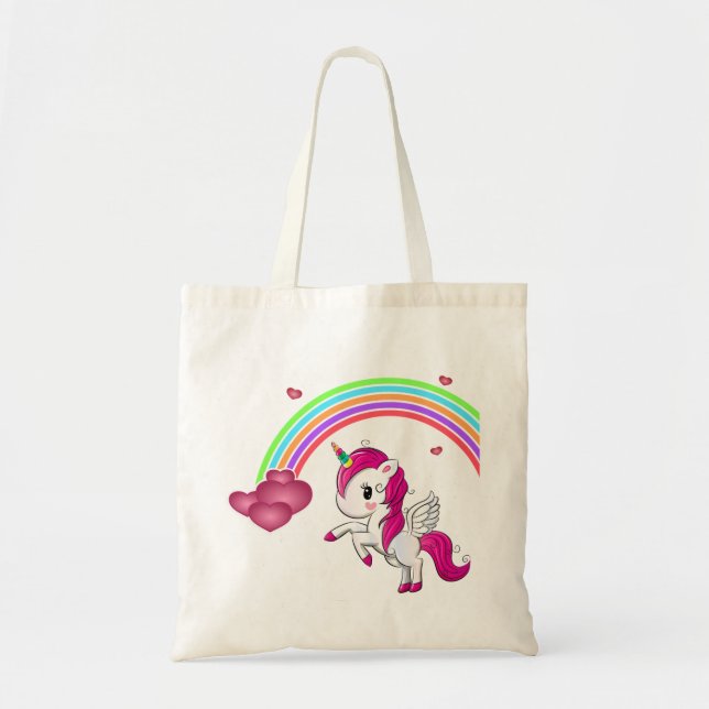 Rainbow Hearts and Unicorn Tragetasche (Vorne)