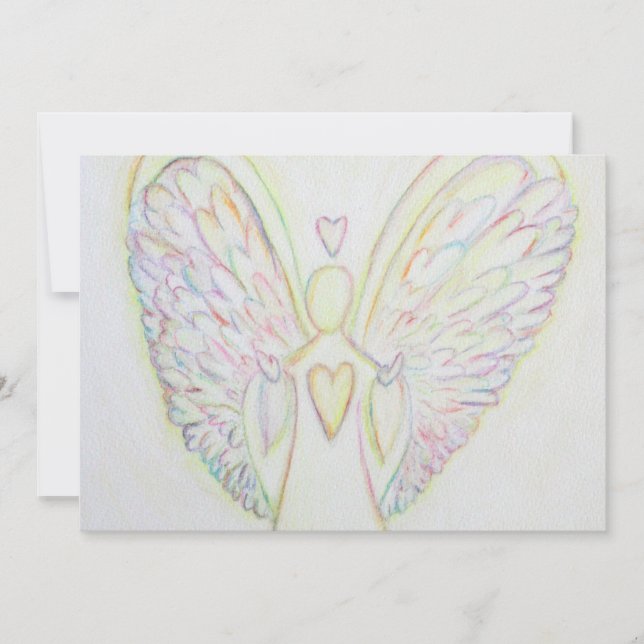 Rainbow Hearts Angel Art Custom Einladungen (Vorderseite)
