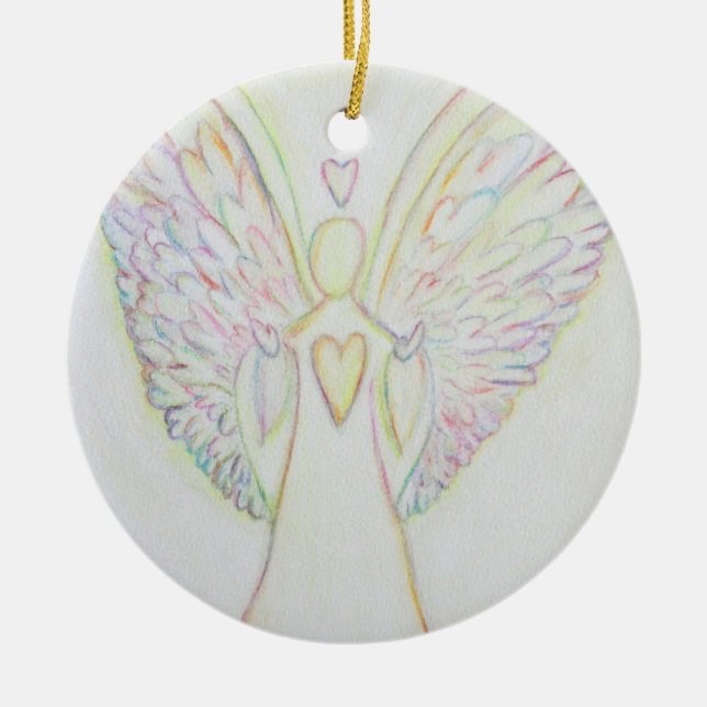 Rainbow Hearts Angel Ornament Art Pendant (Vorne)