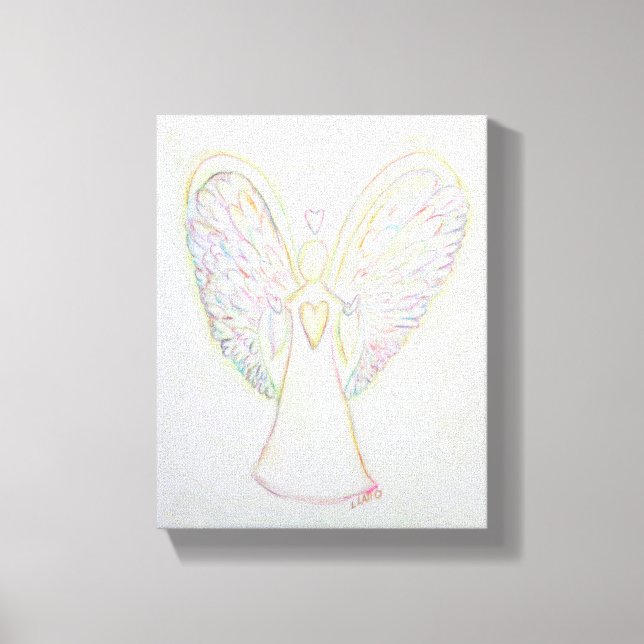Rainbow Hearts Angel Painting Wrapped Canvas Art Leinwanddruck (Vorderseite)