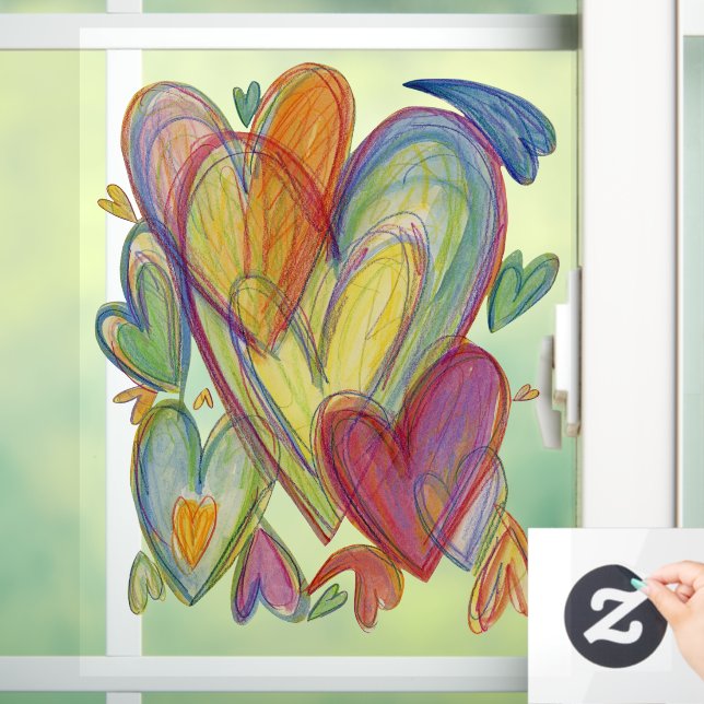 Rainbow Hearts Art Decoration Window Fensteraufkleber (Zuhause)