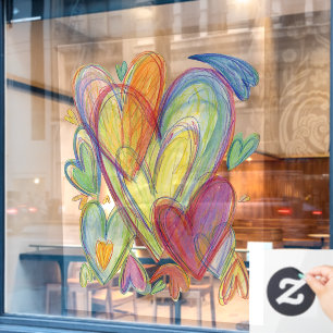 Rainbow Hearts Art Decoration Window Fensteraufkleber