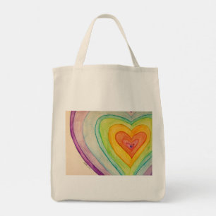 Rainbow Hearts Art Inspirational Tote Bag Tragetasche