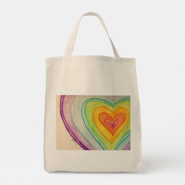 Rainbow Hearts Art Inspirational Tote Bag Tragetasche (Rückseite)
