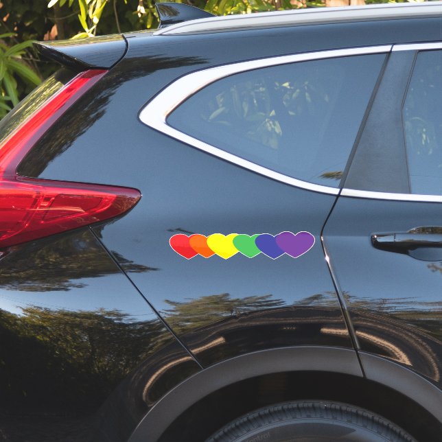 Rainbow Hearts Aufkleber (Auto Seite)
